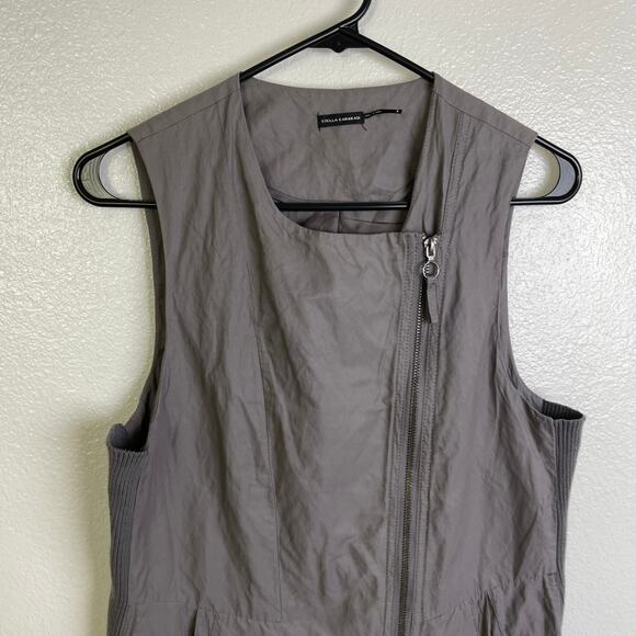 Stella Carakasi Vest Womens Small Gray Jacket Asymmetrical Zip Pockets Ribbed * - Picture 3 of 9